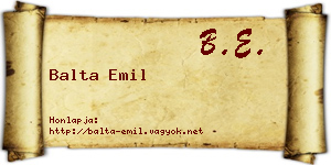 Balta Emil névjegykártya